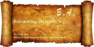 Barancsy Aladár névjegykártya